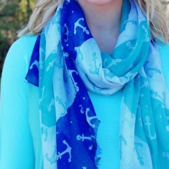 Blue Navy Anchor Scarf - Picture 2 of 2
